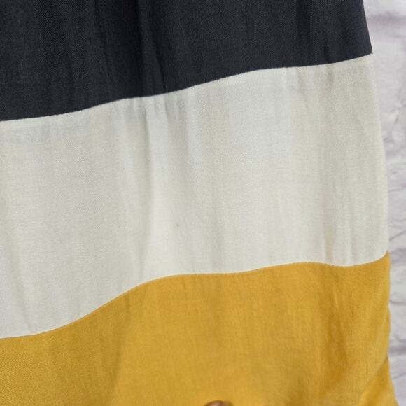 M Mossimo Grey Yellow Colorblock Flowy Skirt Women Size M Elastic Tiered Cottage - Picture 7 of 10